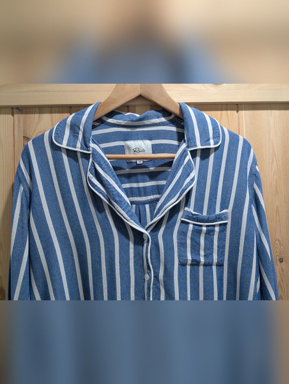 Rails Blue and White Stripe Button-Down Shirt - Picture 6 of 9
